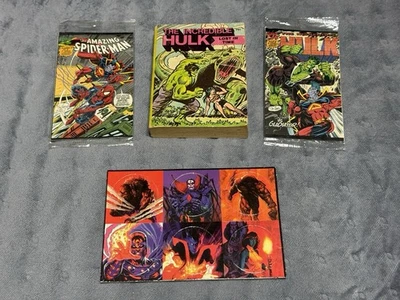 Marvel Comic Lot – Hulk & Spider-Man + 1980 Hulk Big Little Book + X-men Pogs - Image 1 of 4