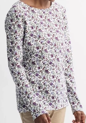 Camiseta Top Croft & Barrow Manga Larga Talla 2X - Marfil Vino Floral - Nueva Foto 1 de 2