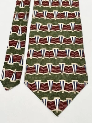 Corbata Etienne Aigner 100 % seda clásica verde oliva borgoña geométrica para hombre Foto 1 de 4