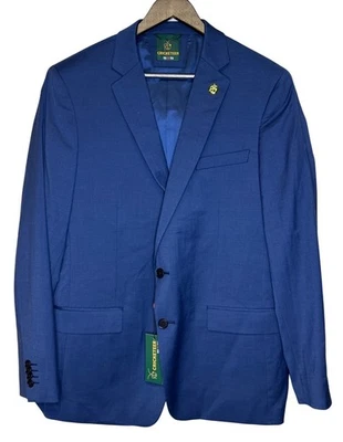 Cricketeer Dallas Men's Blazer Wool Blend Slim Fit Solid Blue Lined 44R NWT - Image 1 of 4