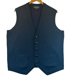 Brooks Brothers maglione gilet uomo 100% lana merino con bottoni taglia XL blu verde - Foto 1 di 9