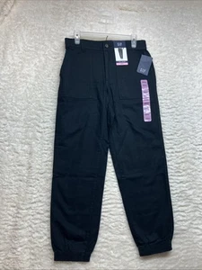 GAP Women's Small MidRise Button Front Cotton Comfort Jogger Black NWT - Picture 1 of 19