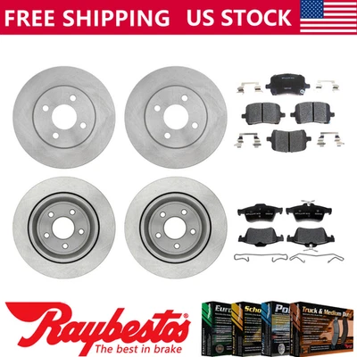 Kit de rotores de freno delanteros traseros Chevrolet Cobalt 2008 + pastillas de cerámica - Raybestos Foto 1 de 4