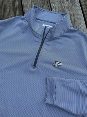 Peter Millar Performance 1/4 Zip Pullover Striped Golf Purdue Boilermakers XXL - Image 1 of 4
