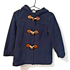 Pumpkin Patch Size 10 Navy Blue Wool Blend Hooded Duffle Coat Winter Jacket - Picture 1 of 6