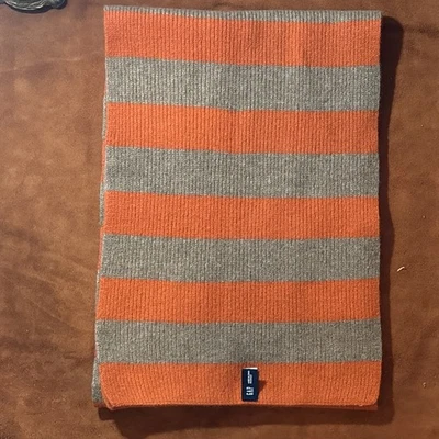 "Bufanda cálida vintage Gap lana de cordero nailon angora naranja tostado rayas rectangular 12x67""" Foto 1 de 4