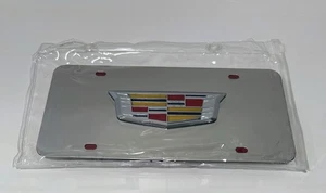 Cadillac Chrome License Plate - New Crest 3D Logo on Stainless Steel - Bild 1 von 7