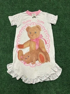 Vintage Girls 4T coquette Jackies White Pink Long Nightgown Teddy Persian Cat - Picture 1 of 4