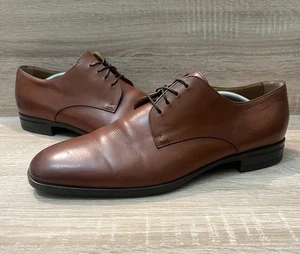 HUGO BOSS Kensington Brown Leather Derby Shoes (Size 8) Made In Italy 50385015 - Picture 1 of 16