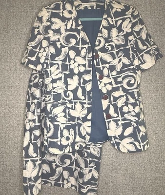 Conjunto de Traje Falda Floral Mezcla Lino Azul Preston & York De Colección Talla 6/8 Hecho en EE. UU. Foto 1 de 4