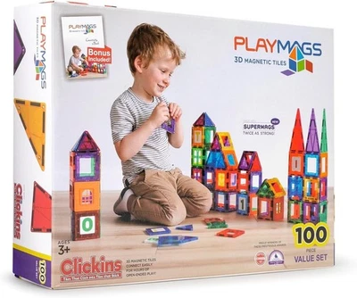 Magnetic Tiles for Kids – 100pcs Magnet Building Set for Toddlers Ages 1-5 | ... - Image 1 of 4