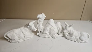 Vintage Homco 5621 Kamel Kuh Esel Krippenfigur 3er Set Biskuit weiß - Bild 1 von 11