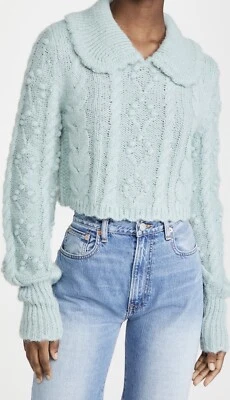 Love Shack Fancy Alpaca Knit Cropped Collared Sweater NWT Size M - Image 1 of 4