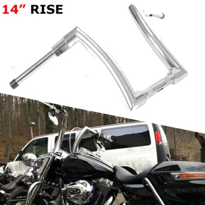 14" Rise Ape Hanger Handle Bar Chrome For Harley Road King Softail Fatboy Foto 1 de 4