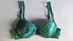 VTG JCP Fantasia Second Skin Satin Bra Green sz 34B NOS NWOT 1980s Chantilly HTF - Picture 1 of 8