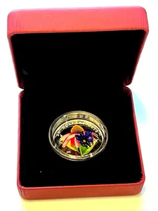 2013 Purple Coneflower with Venetian Glass Butterfly 99.99% Fine Silver - RCM - Picture 1 of 6