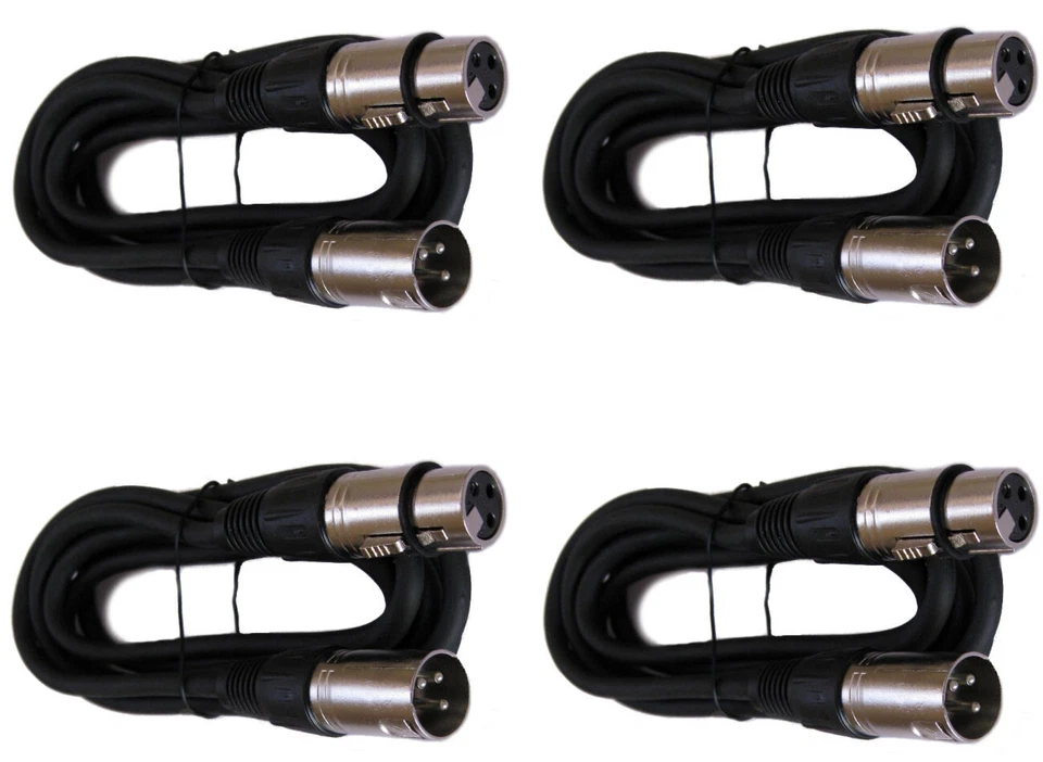4 Pack 6FT Premium XLR 3Pin Male Female Mic Microphone Mixer Audio Cord Cable - Image 1 of 1
