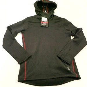 $120 Men's Spyder Mogul P/O Fleece Hoodie Size Small Black/Red NWT - Picture 1 of 7