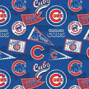 22 Inches MLB Chicago Cubs Major League Baseball Logo Blue Cotton Fabric 14414-B - Picture 1 of 1