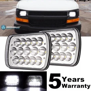 Pair 7x6" Chrome LED Headlights Hi/Lo for Chevy Express Cargo Van 1500 2500 3500 - Picture 1 of 12