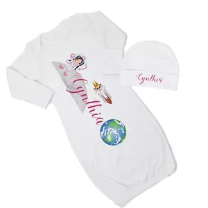 Baby Girl Personalized Custom Space Astronaut VS1 Gown Coming Home Outfit - Picture 1 of 24