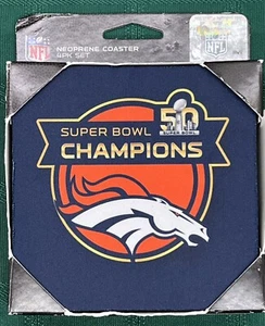 NFL Denver Broncos 50th Super Bowl 4 Pack Set Neopren Untersetzer - Bild 1 von 7