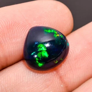 3.5 Ct Natural Black Ethiopian Opal Heart Shape Cabs Loose Gemstone 12X12X5 mm - Picture 1 of 3