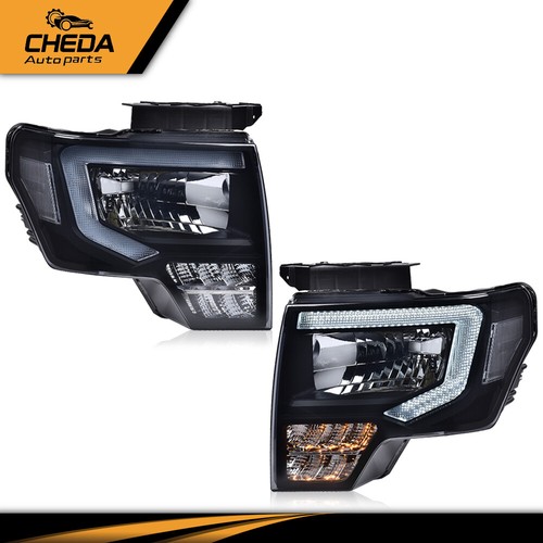 FOR FORD 2009-2014 F-150 BLACK LED BAR PROJECTOR HEADLIGHTS - Foto 4