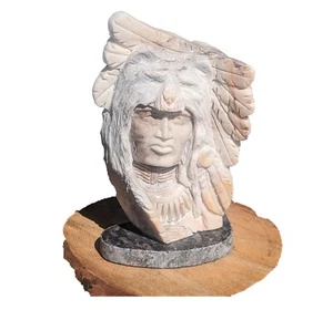 Escultura busto de piedra por Mike Toledo artista navajo hecha a mano arte nativo americano - Imagen 1 de 11