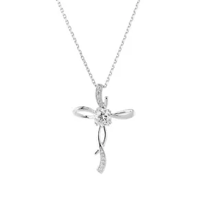 14K White/Yellow Gold Lab Grown Diamond Pendant Necklace MZ72266 - Picture 1 of 9