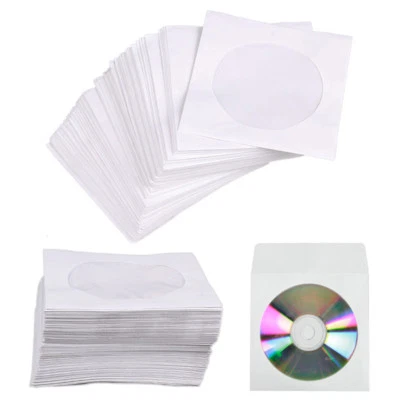 1000 Paper CD DVD Blu-ray Covers Sleeves Storage Case Wallet Envelope White UK