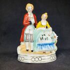 Hand Painted Porcelain Victorian Couple Figurine With Gold Accent Made In Japan