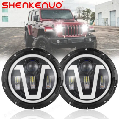 Par de faros LED redondos de 7 pulgadas altos/bajos para camión Freightliner FL112 1996-2003 Foto 1 de 4