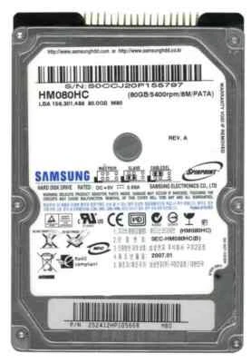 Samsung 80GB HM08HC HM080GC 5400rpm IDE PATA 2.5" HDD For Laptop Hard Drive - Image 1 of 3