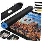 Jigsaw Puzzle Mat Roll Up, Puzzles Saver and 4 Storage Trays for Negro Black