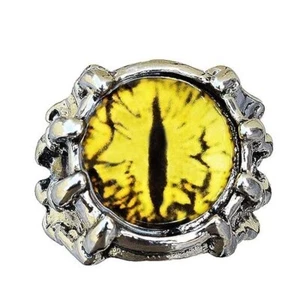 YELLOW DRAGON EYE SILVER TONE FASHION JEWELRY RING SIZE 9 ADJUSTABLE - Picture 1 of 5