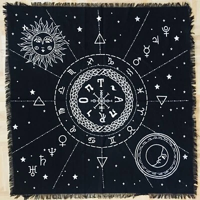 Maravilloso 12 Constelaciones Altar Tela Zodiaco Signo Solar Tabla Alter Arte de Brujería Foto 1 de 4