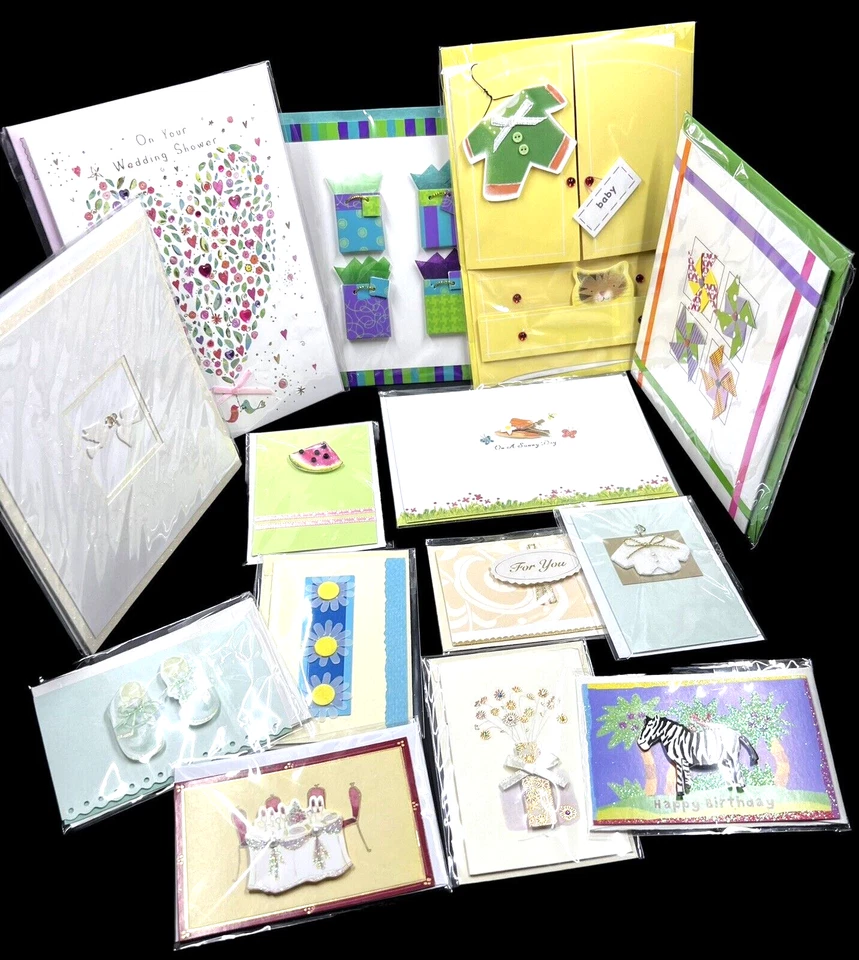 14 NEW Papyrus Fancy Greeting Cards 3D Designs Wedding Baby Birthday Friendship - Image 1 of 4
