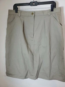 LL Bean Damen klassischer Chinorock Größe 20 100 % Baumwolle Taschen Rückenschlitz Reißverschluss - Bild 1 von 10