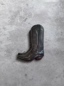 STIVALI DA COWBOY WESTERN VINTAGE ANNI 90 USA IN PELLE NERA - Foto 1 di 13