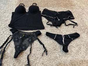 Donna Loren Gold Label Cami, Thong, Thong & Boy Shorts With Garters Lingerie L - Picture 1 of 12