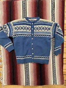 Vintage MARTUA Hand Knit in Norway WARM Nordic Wool Cardigan Ski Sweater, OSLO - Picture 1 of 22