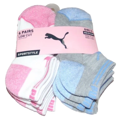~6 ¡Calcetines de corte bajo PUMA para niñas nuevos con etiquetas! Calcetín Talla 7-8.5 Zapato Talla 9-3.5 Súper Lindo FS:) Foto 1 de 2