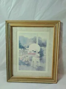 Mildred Bartos Cat On Porch In Framed Glass - Print 11.5" x 9.5" - Picture 1 of 9