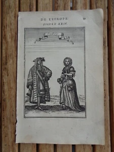 Gravure couple suédois costume tiré de Description de l'Univers Mallet XVIIe s. - Imagen 1 de 1