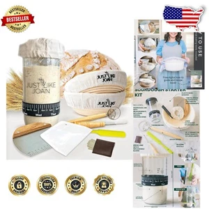 Artisanal Sourdough Bread Kit: Jar, Banneton Basket & Easy-Clean Baking Tools - Picture 1 of 8