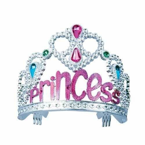 Plastic Silver Jeweled Queens Tiara Dress Up Princess Party Favor Supplies - Image 1 of 1