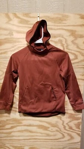 Techie Fleece Kids Boys Hooded Sweatshirt Long Sleeve Brown Size 8 Medium Maroon - Picture 1 of 6