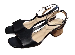 Cole Haan New Luci Black Sandal Size 8 Ankle Strap Low Heel Beautiful! - Picture 1 of 8