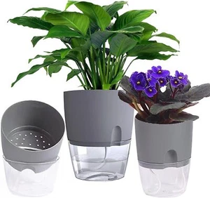 Self Watering Planter Pots for Indoor Plants 3 Pack African Violet Pots - Picture 1 of 9